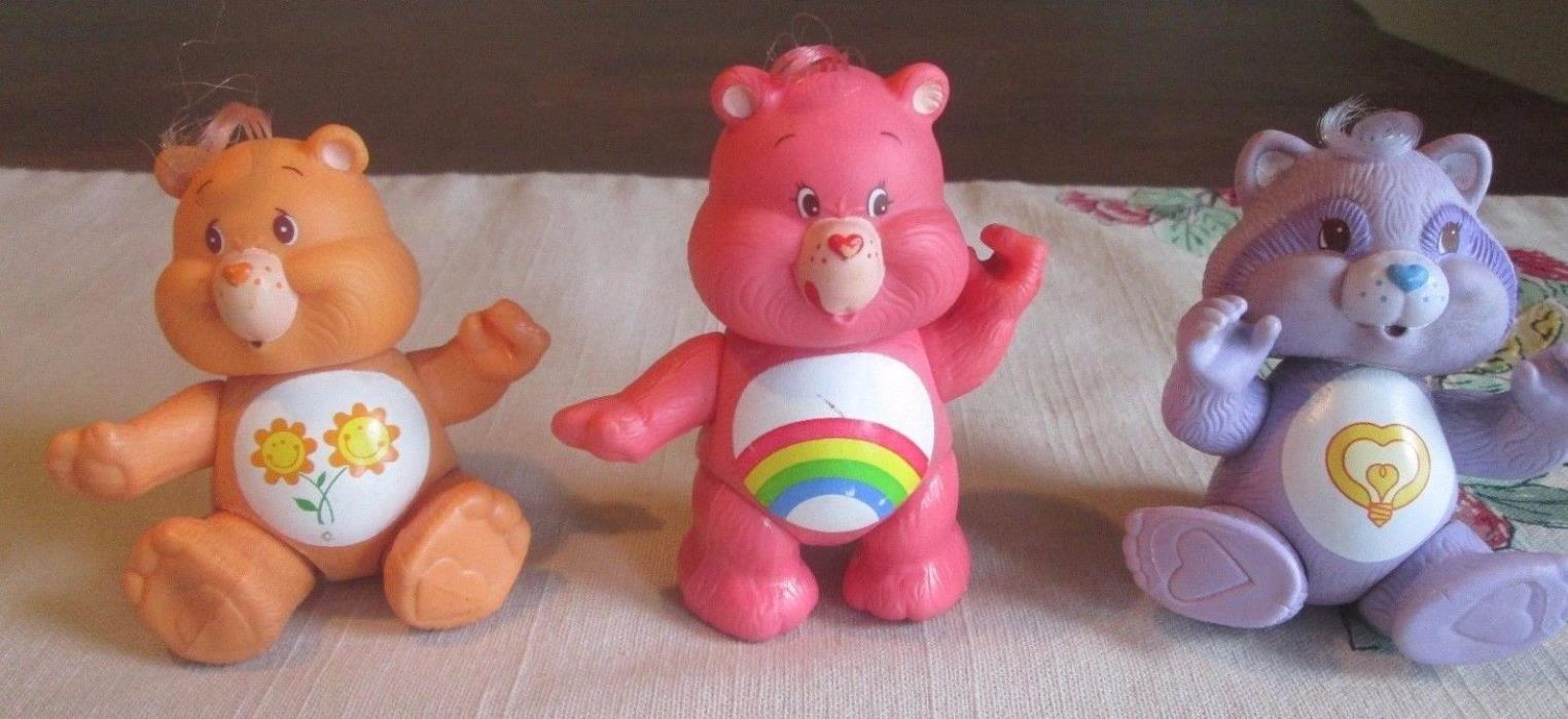 Care Bears VINTAGE Kenner CHEER Friends BRIGHT HEART Raccoon Cousin LOT 3