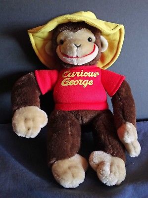 Curious George with Yellow Hat Stuffed Plush 1990 Gund