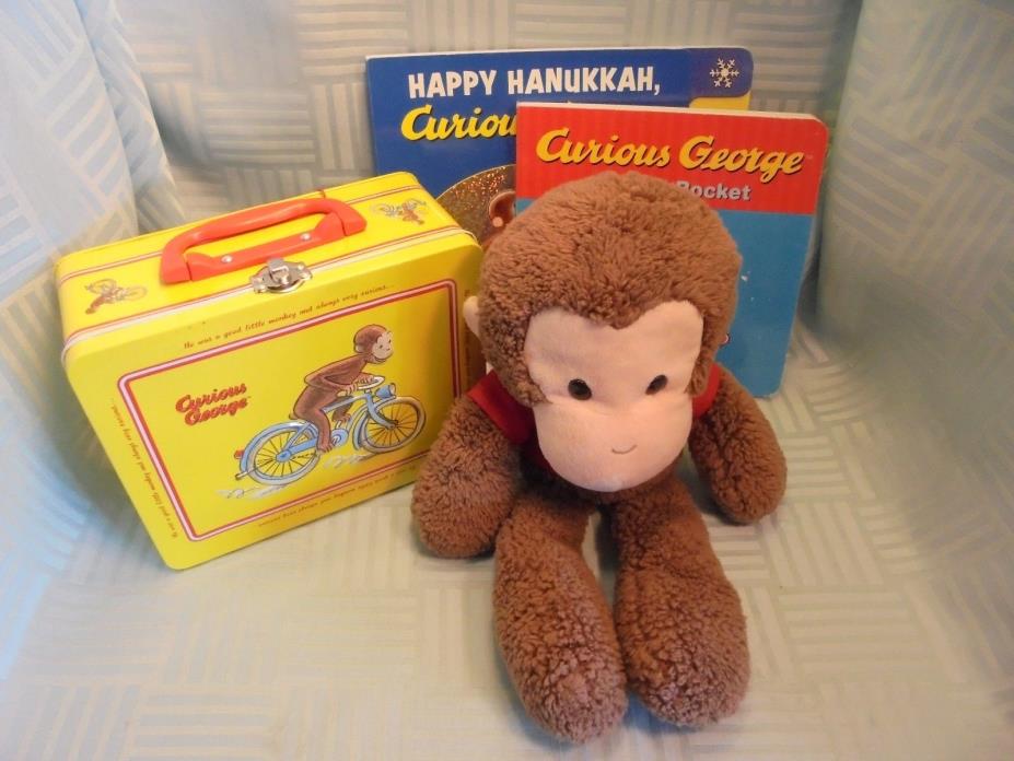 Curious George Monkey Collectors Lot Plush Lunch Box Board Books Hanukkah Rocket