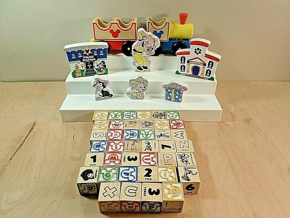Disney Mickey Mouse Wooden Blocks & Wooden Train with Train Car