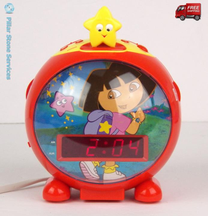 Dora the Explorer Red Digital AM FM Radio Alarm Clock -Excellent - FREE SHIPPING