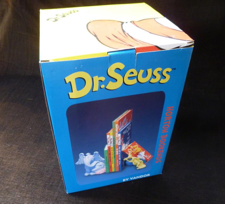 ~ vintage VANDOR ~ HORTON?Resin BOOK ENDS ~ MIB ~ DR. SEUSS ~ 2001