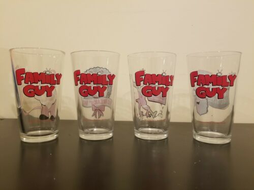 Set of 4 Family Guy Pint Beer Glasses Novelty Cartoons