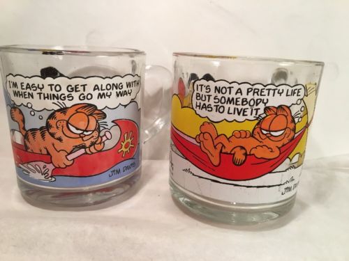 Glass Mugs Jim Davis MacDonalds Garfield Odie 1978 Vintage Collectibles McDonald