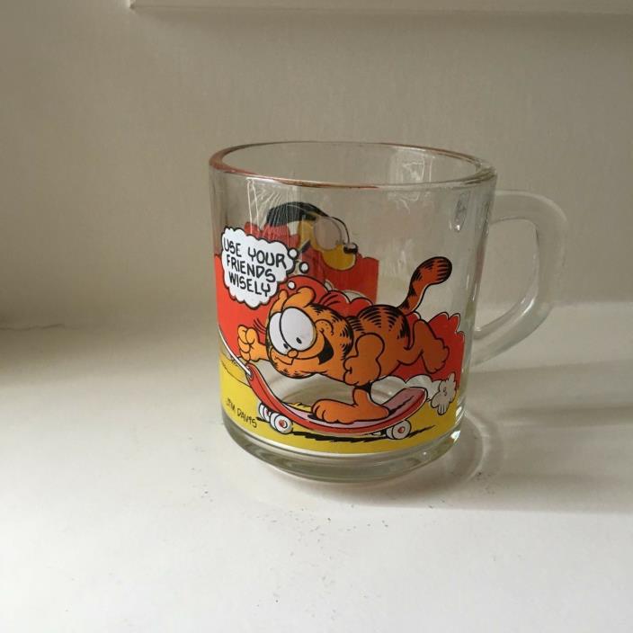Vintage 1978 McDonald's Garfield Glass Mug Jim Davis United Features Syndicate
