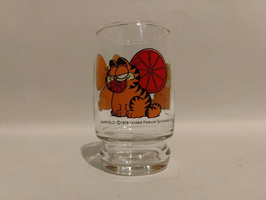 Vtg Garfield Cat Jim Davis Orange Lemon Drink Glass FREE SHIP