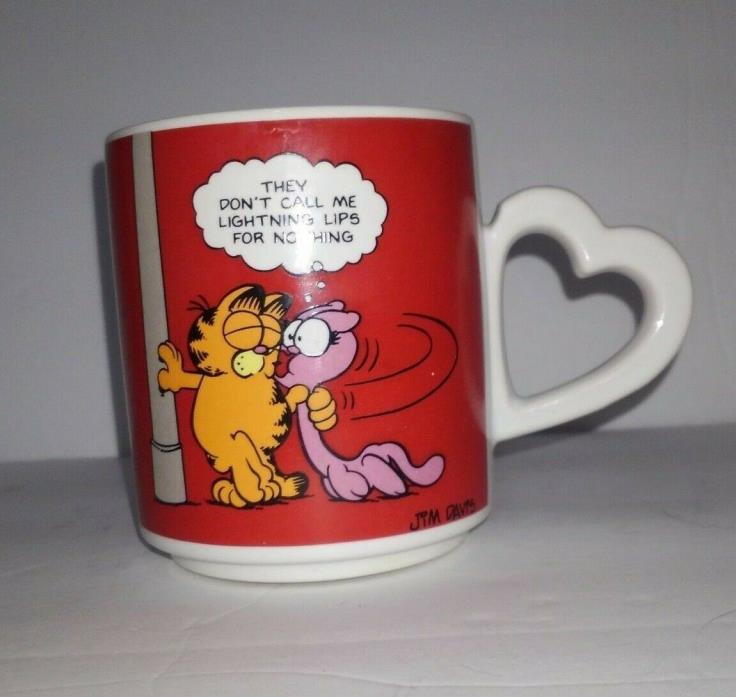 Garfield Vtg Coffee Mug Enesco Vintage 1980 Lightning Lips Arlene Heart Handle