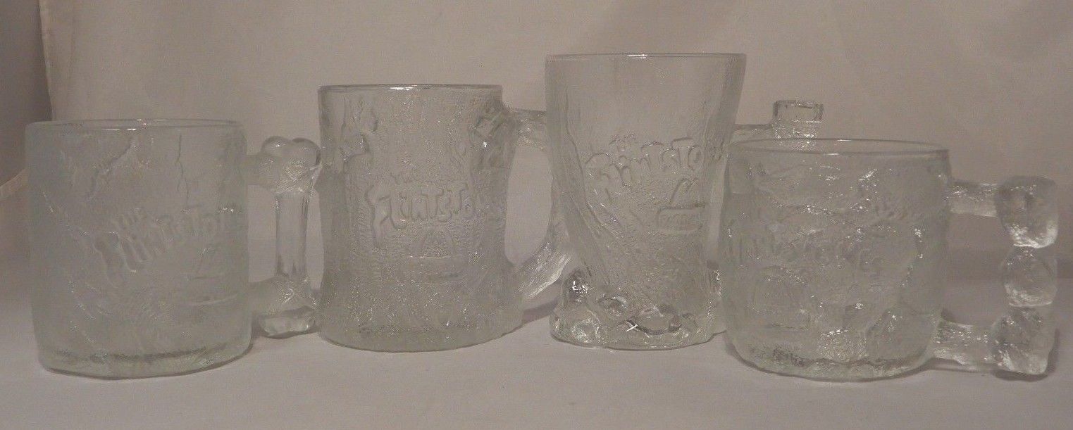 Vintage McDonald's FLINTSTONES GLASS Mugs RocDonalds 1993 (Complete Set of 4)