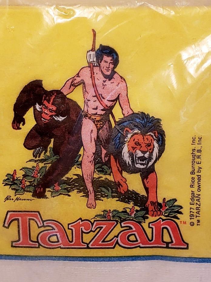 VTG 70's Tarzan the Ape Man Birthday Party Napkins Beverage Serviette 1977 16pk