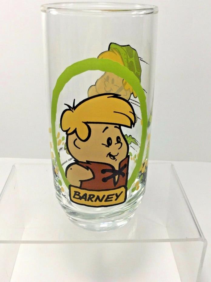 Vintage,1986 Pizza Hut Promotinal Flintstone Kids, Barney' 16 oz Tumbler Glass
