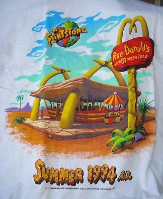 MINT N PKG 1994 MCDONALD'S PROMOTION THE FLINTSTONES MOVIE ADULT X-LARGE T-SHIRT