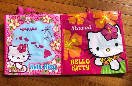 Lot Of 2 Hello Kitty Hawaii Shopping Bags Totes New Waikiki ALOHA STATE USA