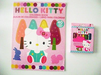 Hello Kitty Coloring Book 40 Pages & 8 Jumbo Crayon For Kids Great Gift