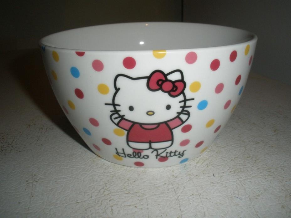 NEW Ceramic Cereal Ice cream Bowl HELLO KITTY with polka dots 3