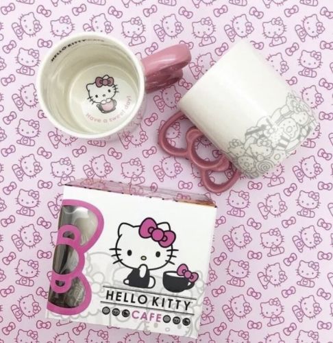 Hello Kitty Cafe Food Truck Ceramic Bow handle Mug Kawaii CUTE GIFT NEW