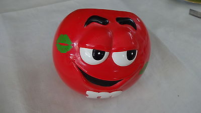 M & M Candy Dispenser Open Bowl Red Cute Smile Kiss On Cheek 2003