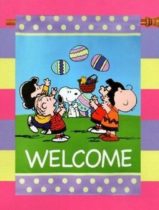 SNOOPY Beagle Charlie Brown Lucy Peanuts Gang NEW Easter Yard House Garden Flag