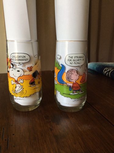 set of 2 glasses/tumblers Camp Snoopy Collection 1971 Snoopy Civilization