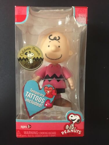 Charlie Brown Valentines Day Figure Figurine Toy NEW w/Tattoos Peanuts Gang NIB