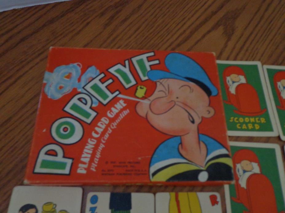 1937 Popeye Playing Card Game with Box and Instructions ~ King Features Whitman