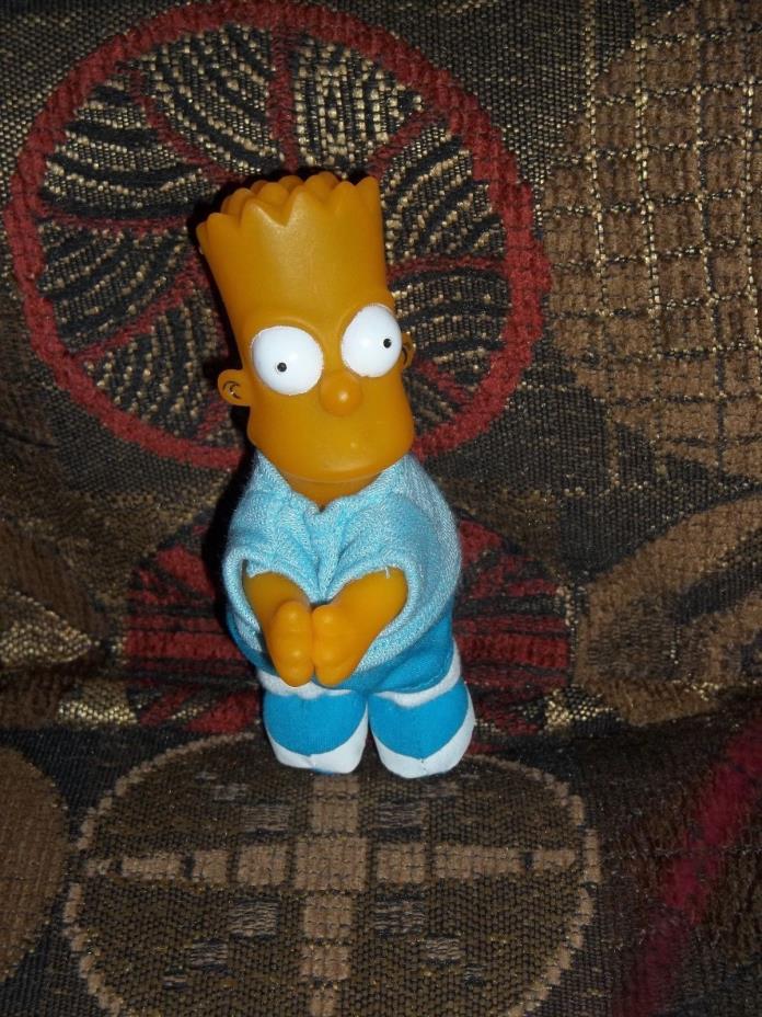 Bart Simpson 4 1/2 Inch Vinyl Doll Hands Touch Blue Clothing Head Turns Cute