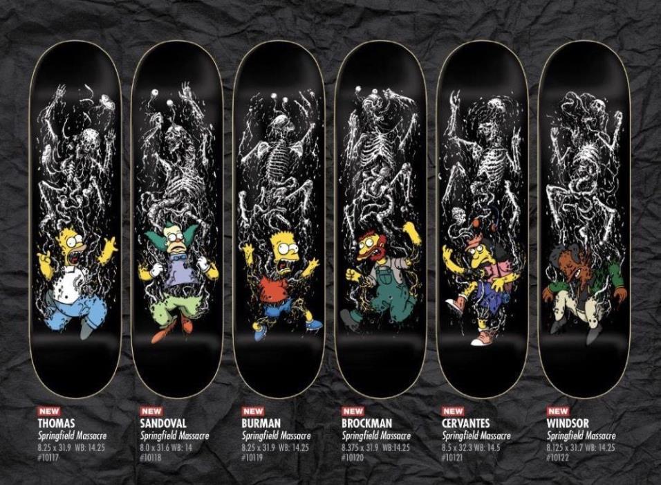 ZERO Skateboards THE SIMPSONS Springfield Massacre Series Full Set of 6 Decks