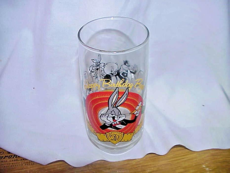 HAPPY BIRTHDAY BUG'S BUNNY WARNER BROS. 1990 DRINKING GLASS 50TH ANNIVERSARY