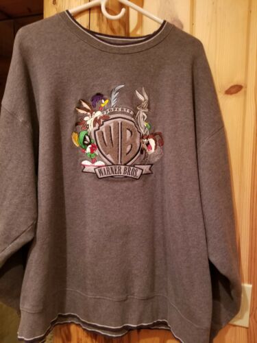 Pre-0wned XL Warner Bros. Sweatshirt in Grey. It's big, comfy and warm! Fun!