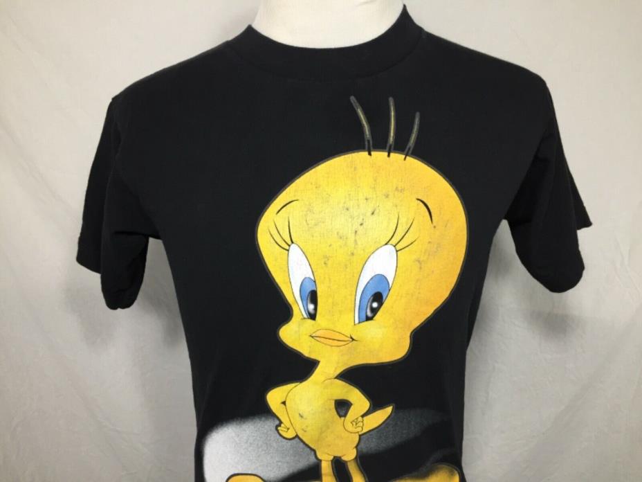 Tweety Bird Looney Tunes Youth Large Black T Shirt Tee Vintage 1999
