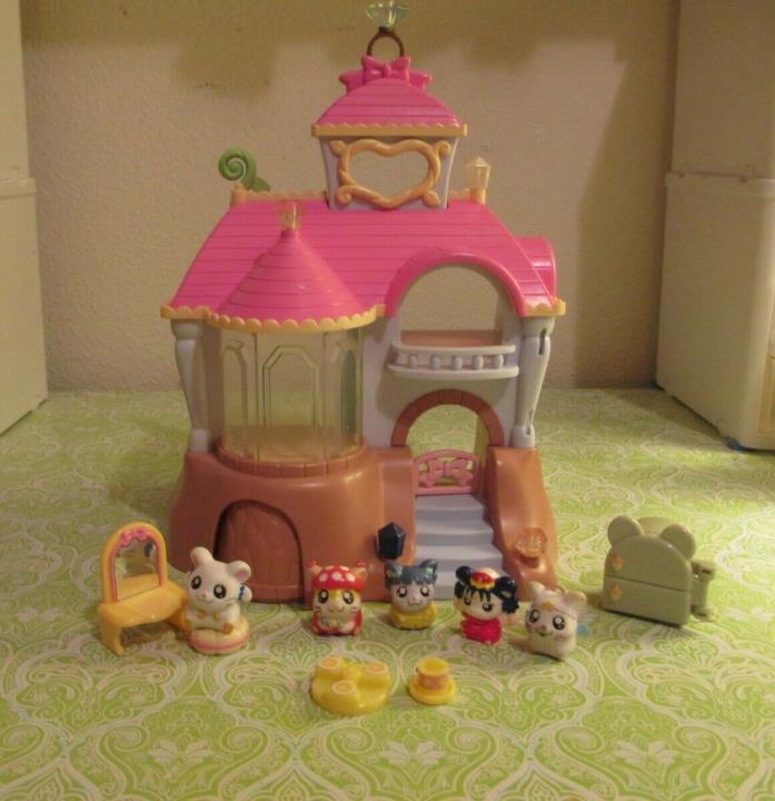 Rare Hamtaro Japanese Jewelry House with 5 Hamsters and Accessories with Box!