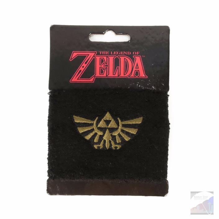 Legend of Zelda Soft Black Wristband Sweatband Bronze Embroidered TriForce Logo