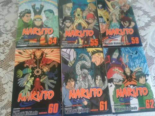 Lot Set Shonen Jump Masashi Kishimoto manga: NARUTO Volumes 54 55 59 60 61 62