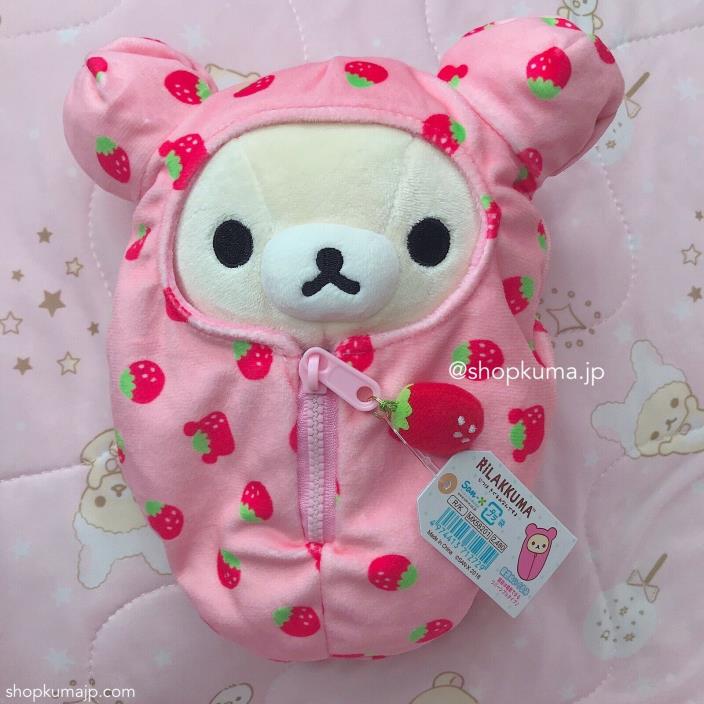 Korilakkuma Plush Doll Sleeping Bag Strawberry San-X Japan Rilakkuma