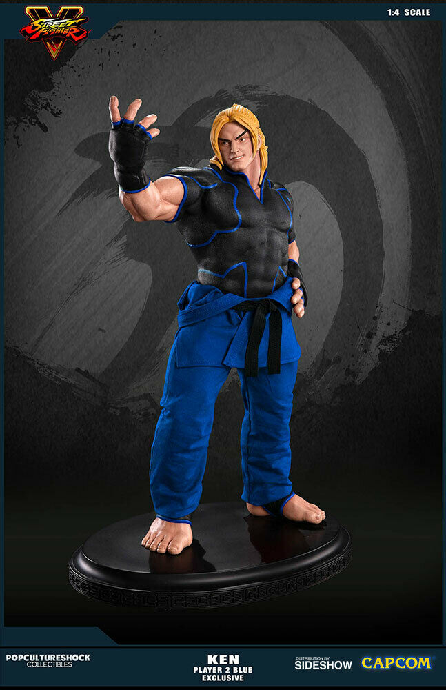 NIB Sideshow Pop Culture Shock Street Fighter KEN MASTERS 1:4 Player 2 Blue EX