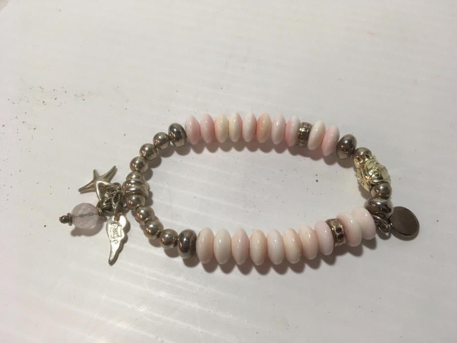 Kiki's Delivery Service 925 Beaded Charm Bracelet Pink Stones