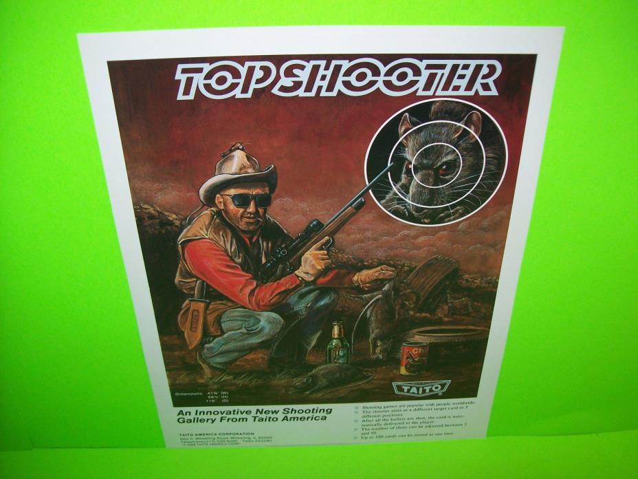 Taito 1988 TOP SHOOTER Original NOS Video Arcade Game Promo Sales Flyer Adv.