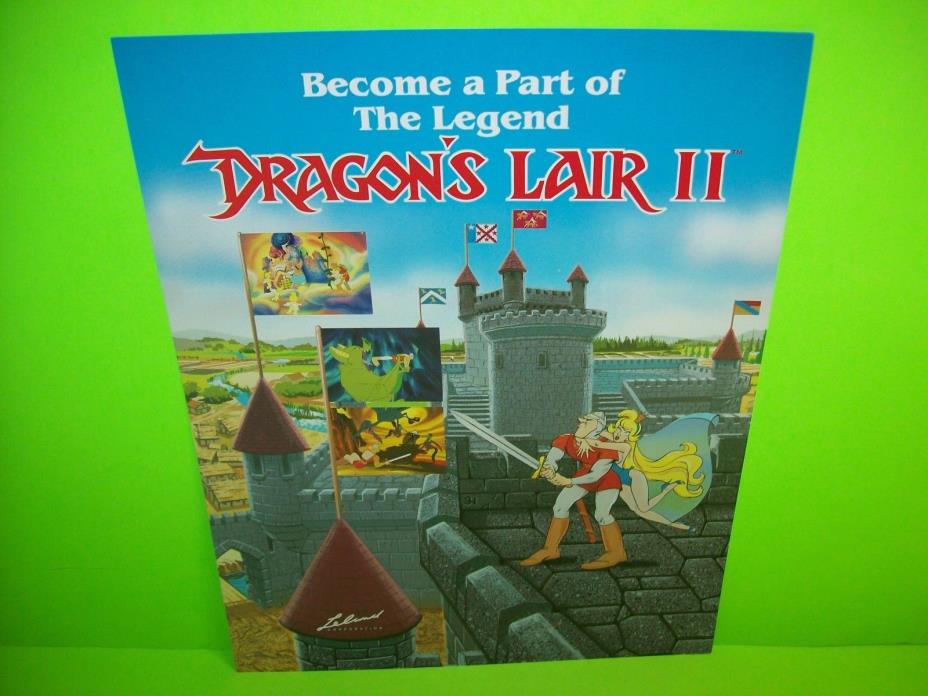 DRAGON'S LAIR 2 Arcade FLYER Original NOS Laser Game LeLand RARE Fantasy Artwork