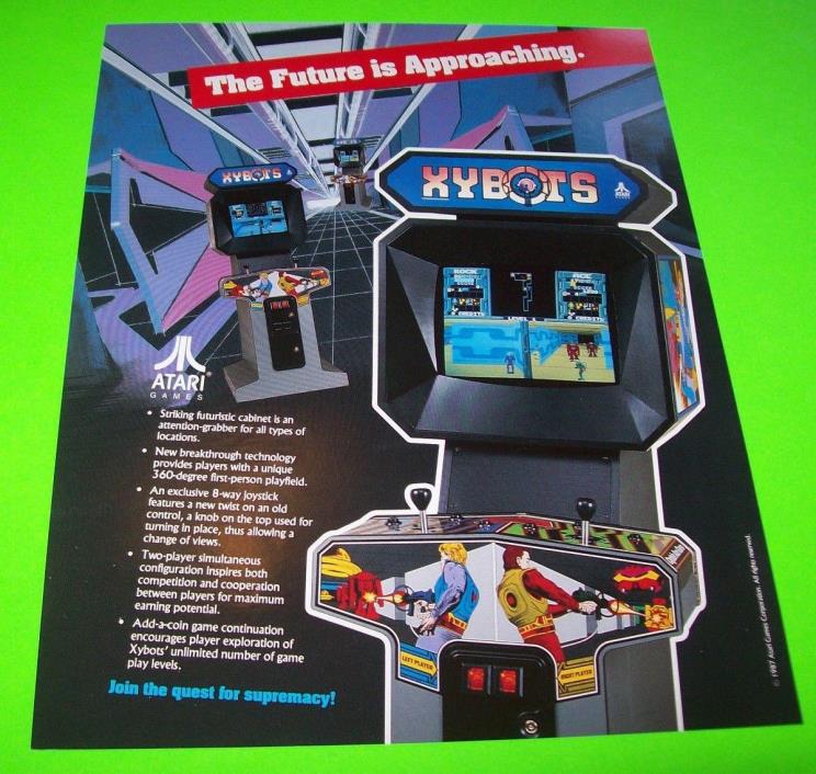 Atari XYBOTS 1987 Original NOS Video Arcade Game Flyer Space Age Robots Sci-Fi