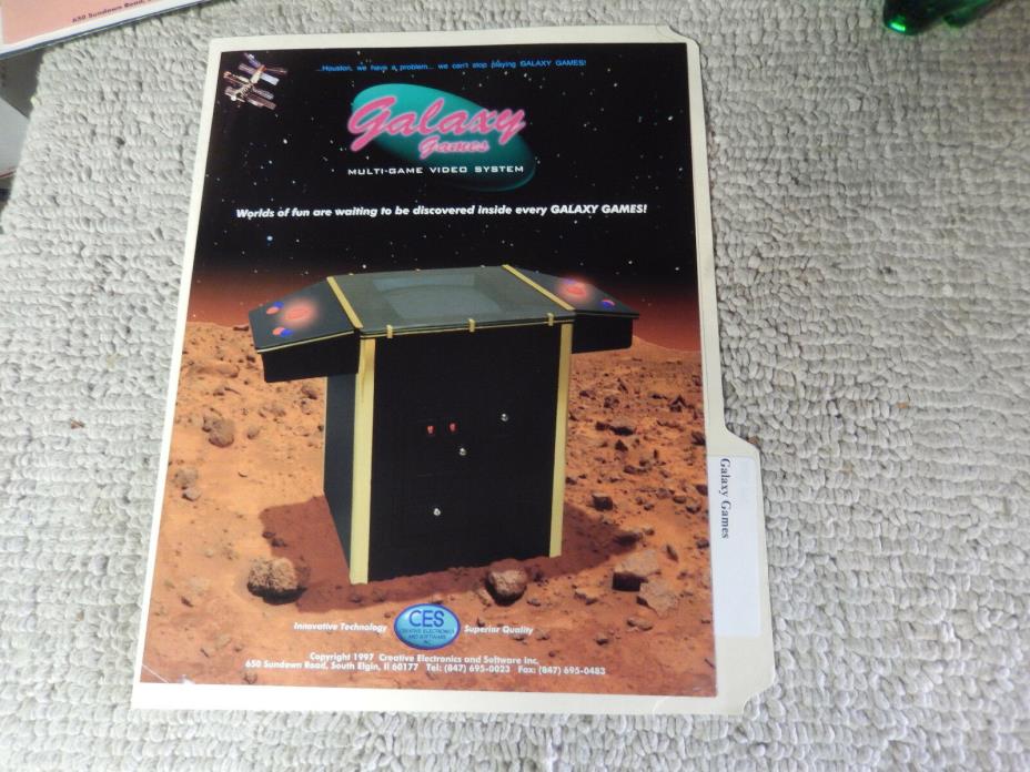 GALAXY GAMES CES cocktail table     ARCADE GAME  FLYER  CSHED