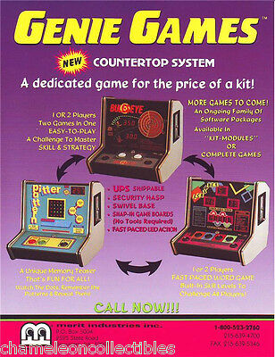 GENIE GAMES By MERIT 1988 ORIGINAL NOS TABLE TOP ARCADE GAME MACHINE SALES FLYER