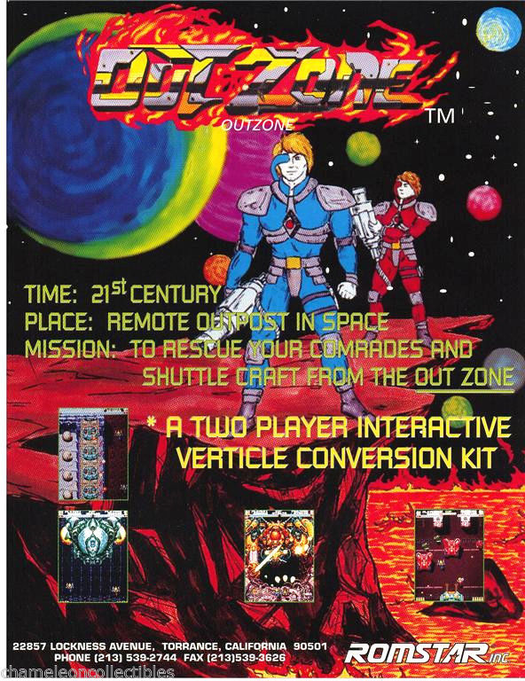 OUT ZONE Arcade FLYER Original 1990 NOS Video Game Artwork Space Age OutZone