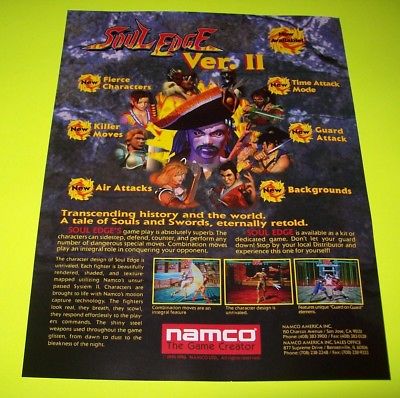 Namco SOUL EDGE 2 Ver. II Original NOS 1996 Video Arcade Game Promo Sales Flyer