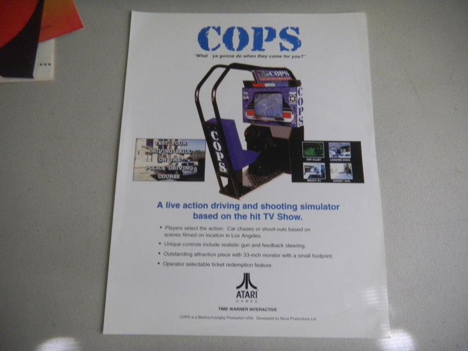 ATARI  cops  ARCADE GAME  FLYER