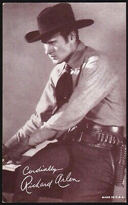Vintage arcade exhibit card RICHARD ARLEN western movie cowboy star n-mint cond