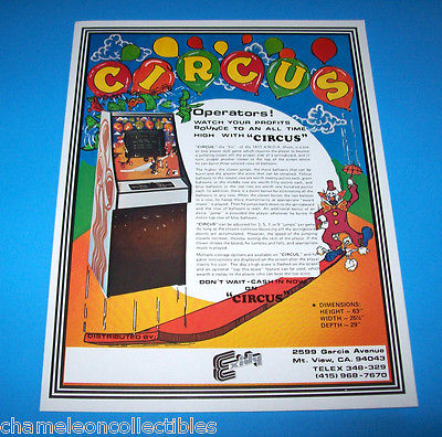 CIRCUS By EXIDY 1978 ORIGINAL NOS VIDEO ARCADE GAME MACHINE FLYER BROCHURE #1