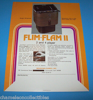 FLIM FLAM II By MEADOWS GAMES 1975 VIDEO ARCADE GAME FLYER BROCHURE PONG CLONE