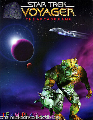 Team Play STAR TREK VOYAGER 2001 Original NOS Video Arcade Game Flyer Sci-Fi Art