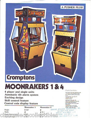 MOONRAKERS 1 & 4 By CROMPTONS BOARDWALK ARCADE GAME MACHINE FLYER BROCHURE