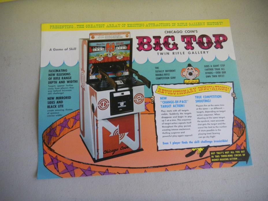 BIG TOP  chicago DYNAMIC  coin ARCADE GAME  FLYER