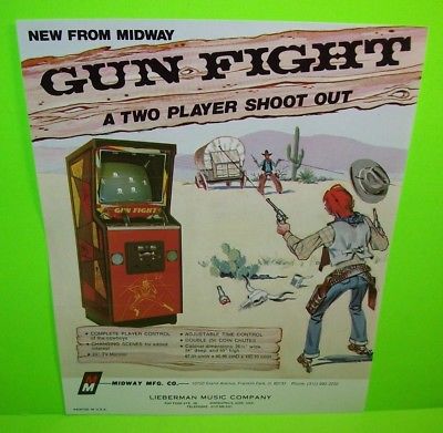 Midway GUNFIGHT Original Classic Video Retro Arcade Game Promo Sales Flyer 1975
